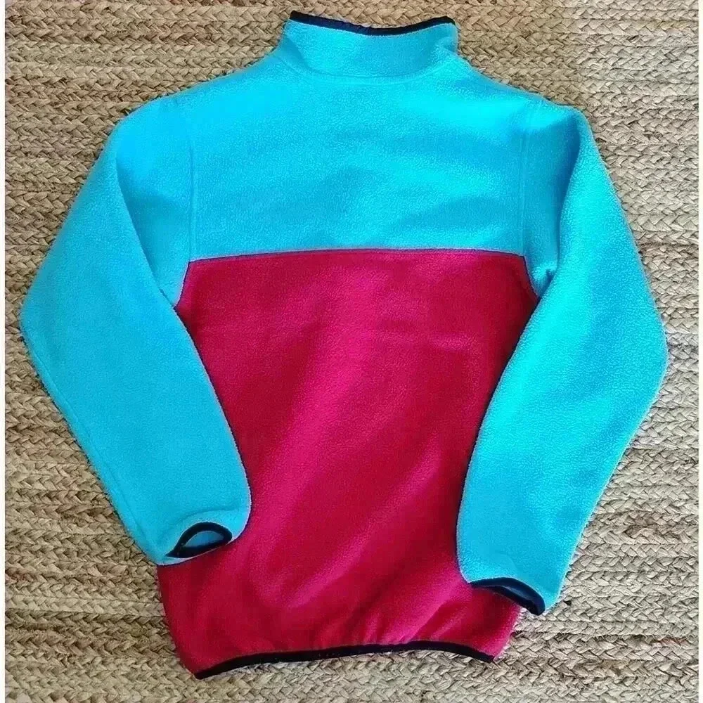 Patagonia Synchilla Snap T Fleece Girls L Youth 12 Teal‎ Pink Colorblock-A1
